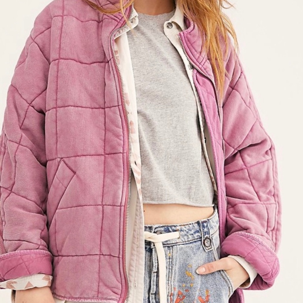 Free People dolman quilted knit jacket in Daphne